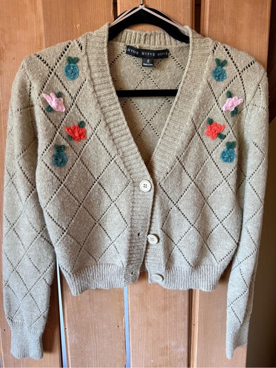 HYFVE Sweaters - Hyfve Floral Embroidered Cropped Cardigan Sweater Small